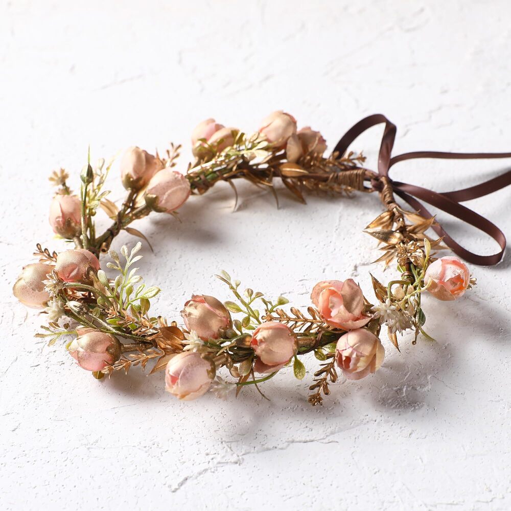 9021 Pink Flower Crown Headband - Fairy Floral Headpiece Renaissance